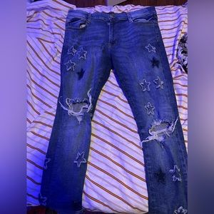 Star Print Ripped Jeans